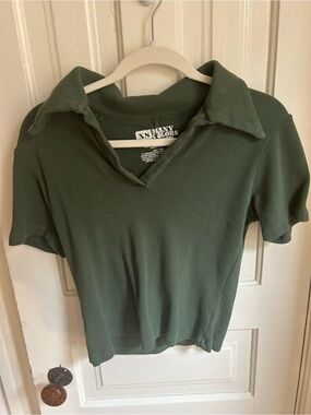 Big Bud Press Olive Green Short Sleeve Fisherman Polo Top